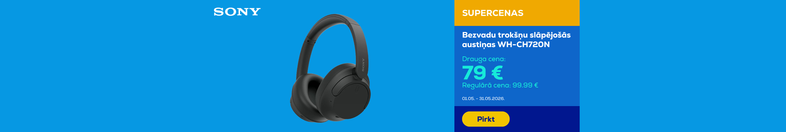 Wireless headphones with noise-cancelling WH-CH720N