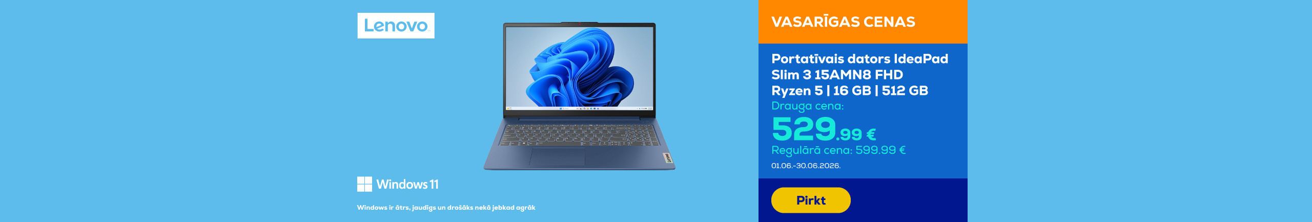 Notebook IdeaPad Slim 3 15AMN8 FHD | Ryzen 5 | 16GB | 512GB