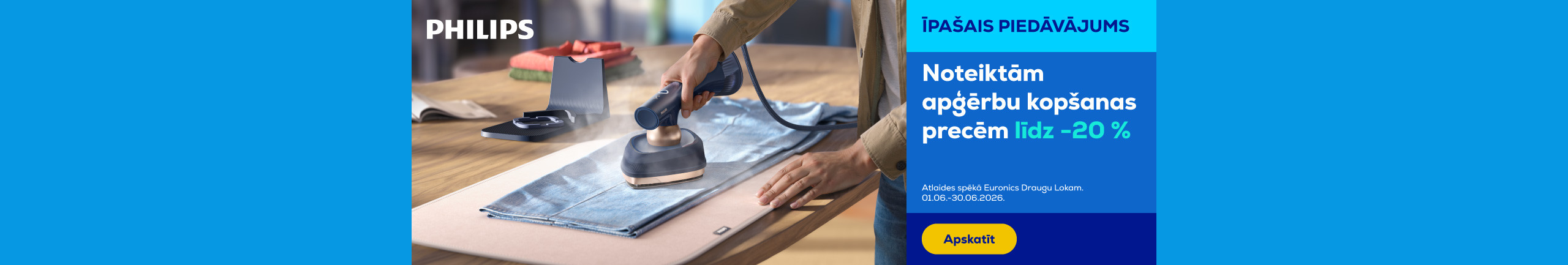 Noteiktām Philips apģērbu kopšanas precēm līdz -20 %