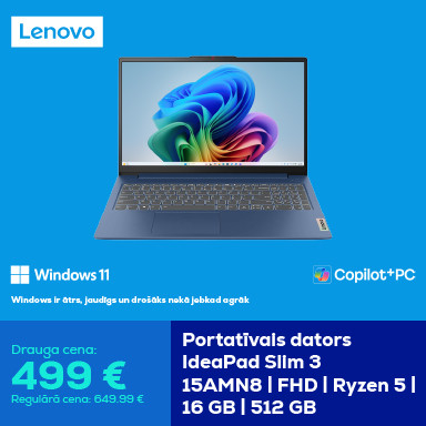 Portatīvais dators IdeaPad Slim 3 15AMN8 | FHD | Ryzen 5 | 16 GB | 512 GB