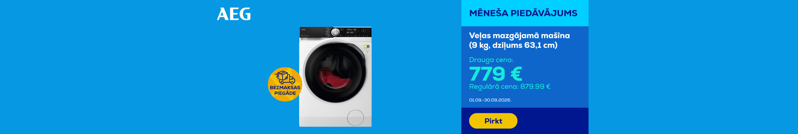 Washing machine (9 kg, depth 63,1 cm)
