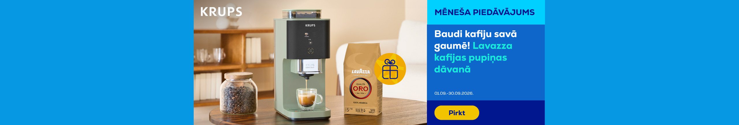 Buy a Krups coffee machine and get Lavazza coffee beans as a gift