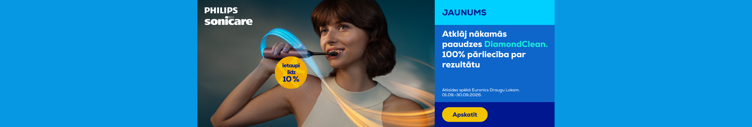 Nākamās paaudzes Philips Sonicare DiamondClean elektriskajām zobu birstēm līdz -10 %
