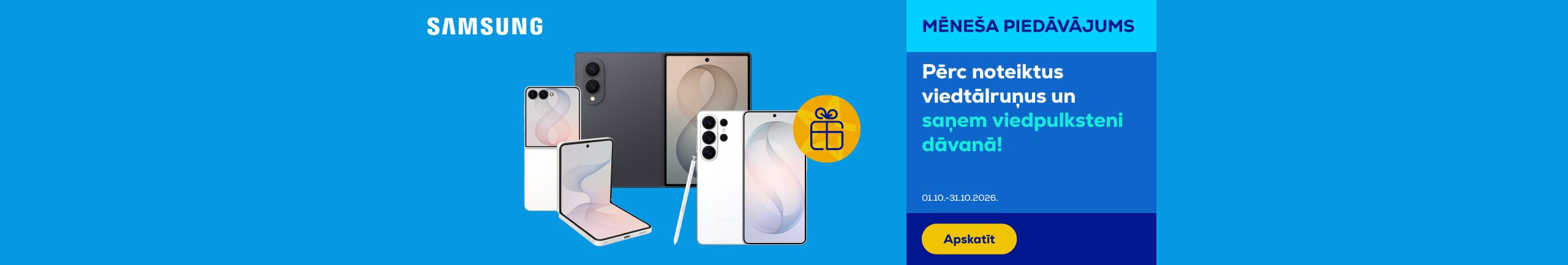 Pērc Samsung viedtālruni un saņem Samsung viedpulksteni dāvanā!