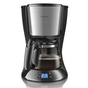 Philips Daily Collection, water tank 1.2 L, black/inox - Coffee maker