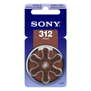 Батарейки для слухового аппарата Hearing Aid 312, Sony / 6 шт