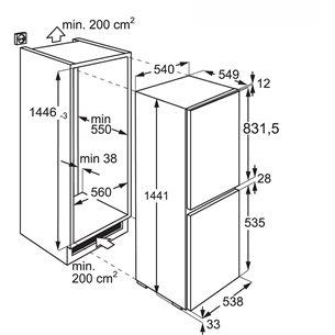 Built-in refrigerator Electrolux (144 cm)