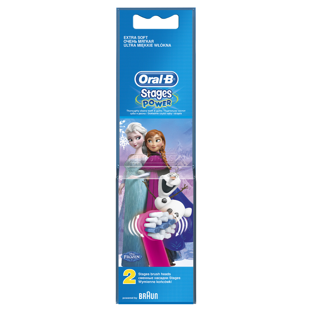 Braun Oral-B Kids Stages Power Frozen, 2 gab., rozā - Uzgaļi bērnu elektriskajai zobu birstei