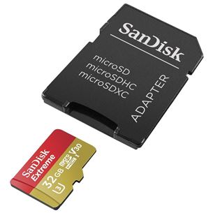 Atmiņas karte EXTREME microSD UHS-I, SanDisk / 32GB, līdz 90Mb/s