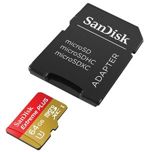 Atmiņas karte EXTREME microSD UHS-I, SanDisk / 64GB, līdz 90Mb/s