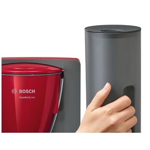 Bosch ComfortLine, ūdens tvertne 1 L, pelēka/sarkana - Kafijas automāts ar filtru