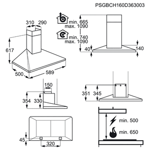 Electrolux, Hob2Hood, 603 м³/ч, ширина 59,8 см, нерж. сталь - Вытяжка