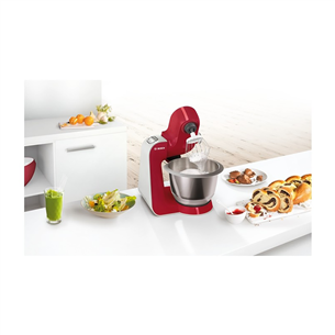 Bosch MUM5 CreationLine, 3.9 L/1.25 L, 1000 W, sarkana/pelēka - Virtuves kombains