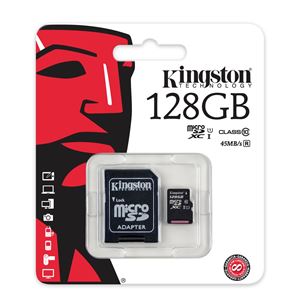 Atmiņas karte MicroSD, Kingston / C10, 128GB