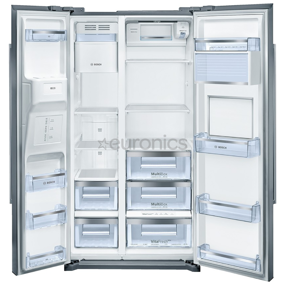 Side by side tipa ledusskapis NoFrost, Bosch / augstums: 177 cm