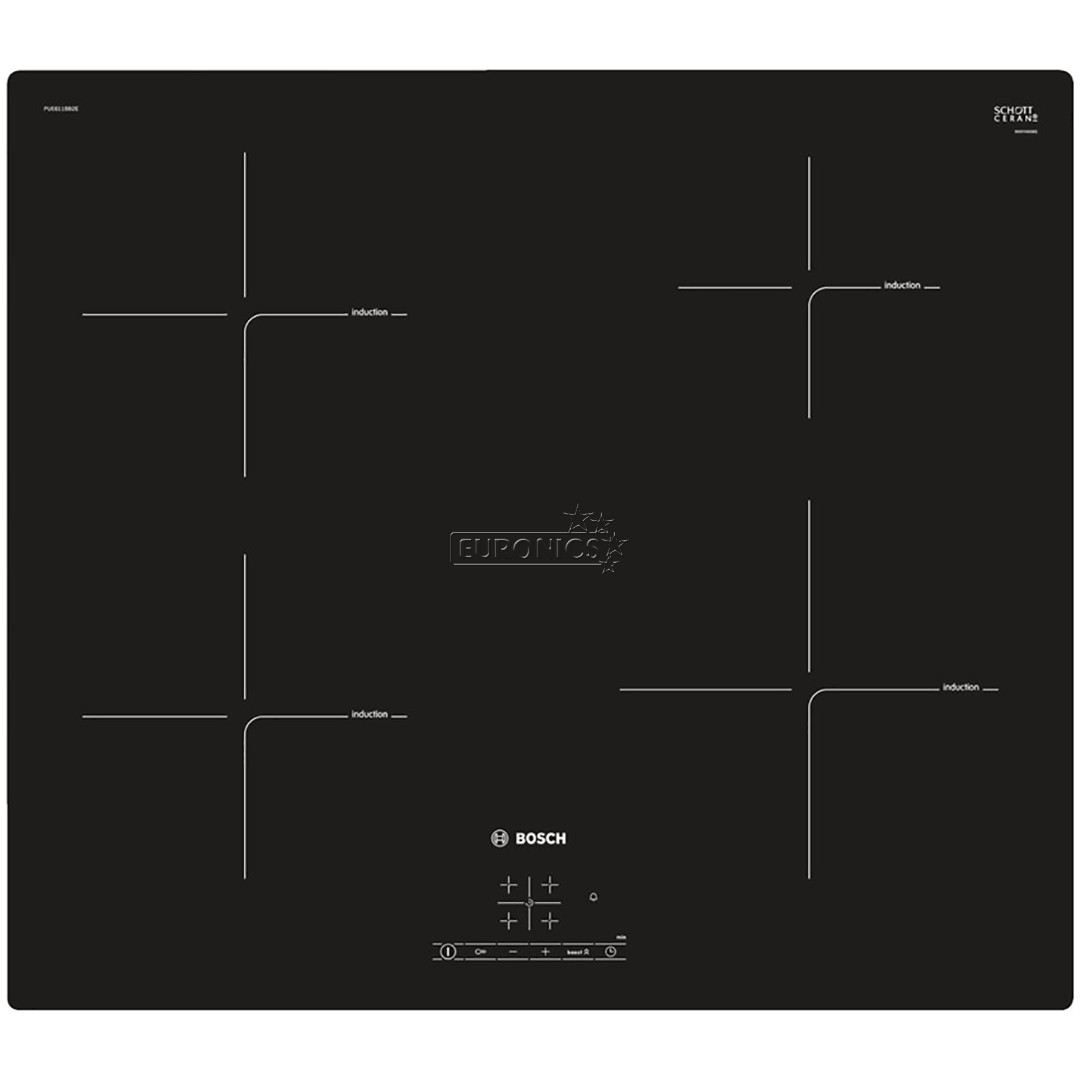 Bosch, platums 59.2 cm, melna - Iebūvējama indukcijas plīts virsma