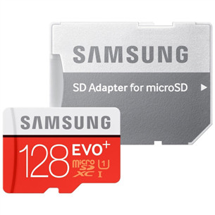 Atmiņas karte Micro SDXC EVO+, Samsung (128 GB) + adapteris
