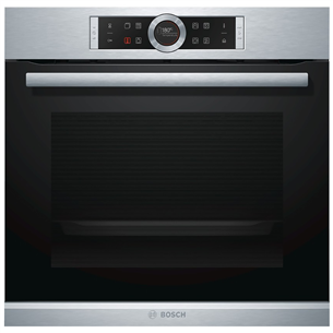 Bosch Serie 8, pyrolytic cleaning, added steam function, 71 L, inox - Built-in Oven HRG675BS1S