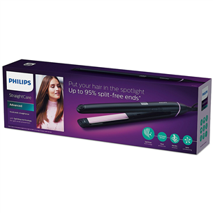 Philips StraightCare Vivid Ends, līdz 230 °C, melna/rozā - Matu taisnotājs