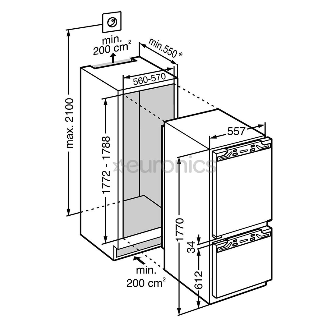 Iebūvējams ledusskapis Premium BioFresh, Liebherr (177.2 cm)
