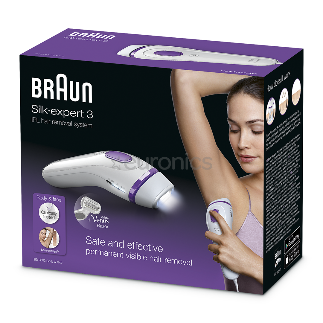 Fotoepilators Silk-expert 3 IPL, Braun + Gillette Venus skuveklis