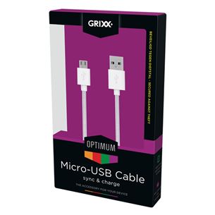 USB to microUSB Nylon shell cable, Grixx / length: 3 m