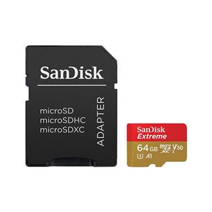 MicroSDXC Extreme memory card (64GB) with adapter, SanDisk