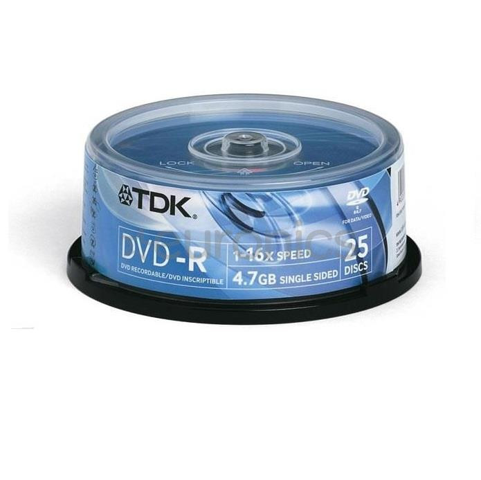Diski DVD-R, TDK / 4,7GB / 25 gab