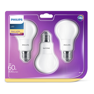 3 x LED light bulb Philips / E27, 60W, 806 lm
