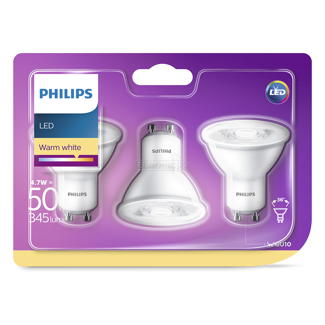 LED spuldze, Philips / GU10, 345 lm / 3 gab.