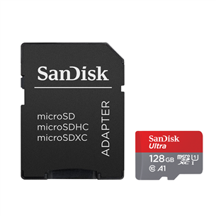 Atmiņas karte MicroSDXC + adapteris, SanDisk Ultra / 128GB