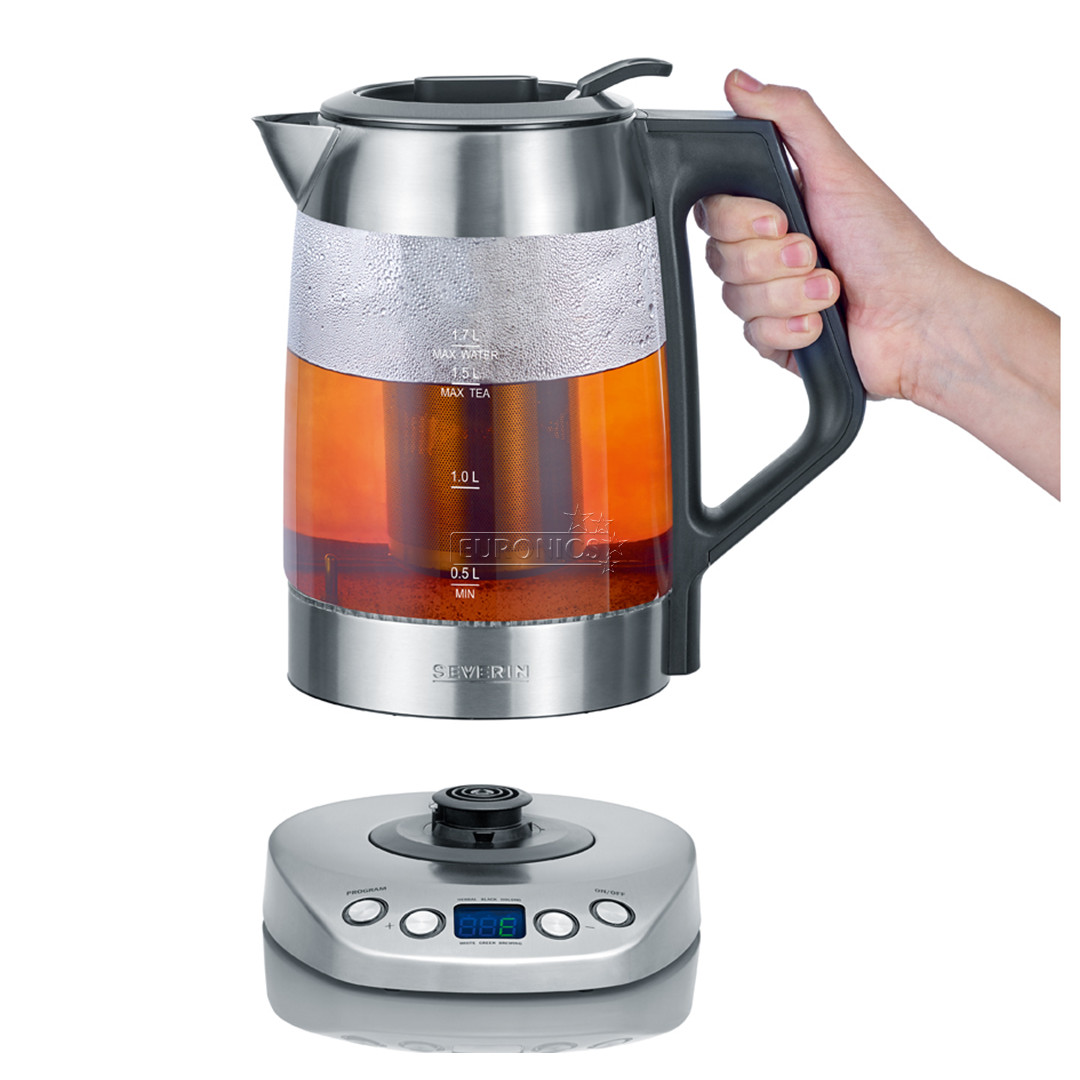 Severin, tējas siets, tempreatūras regulācija, 1.7 L, caurspīdīga/nerūsējošā tērauda - Tējkanna
