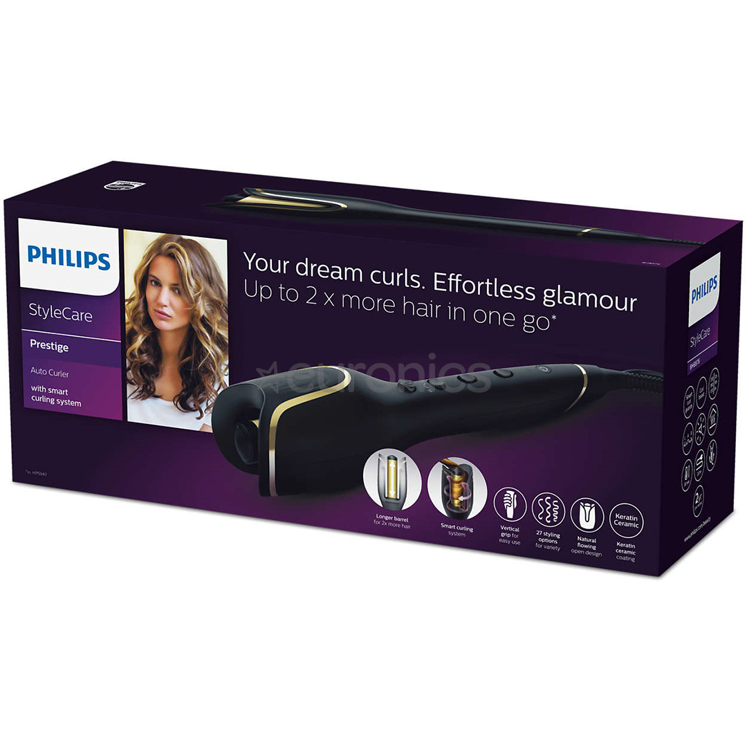 Philips StyleCare Prestige, 170-210 °C, melna/zelta - Automātiskās lokšķēres
