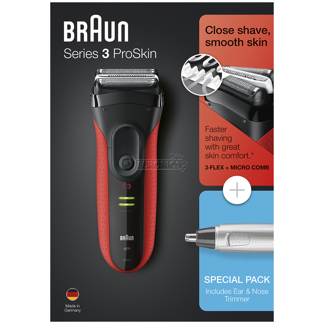 Skuveklis Series 3 ProSkin + deguna un ausu trimmeris, Braun