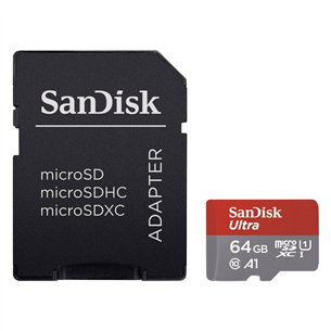 Atmiņas karte MicroSDXC + adapteris, SanDisk Ultra / 64GB