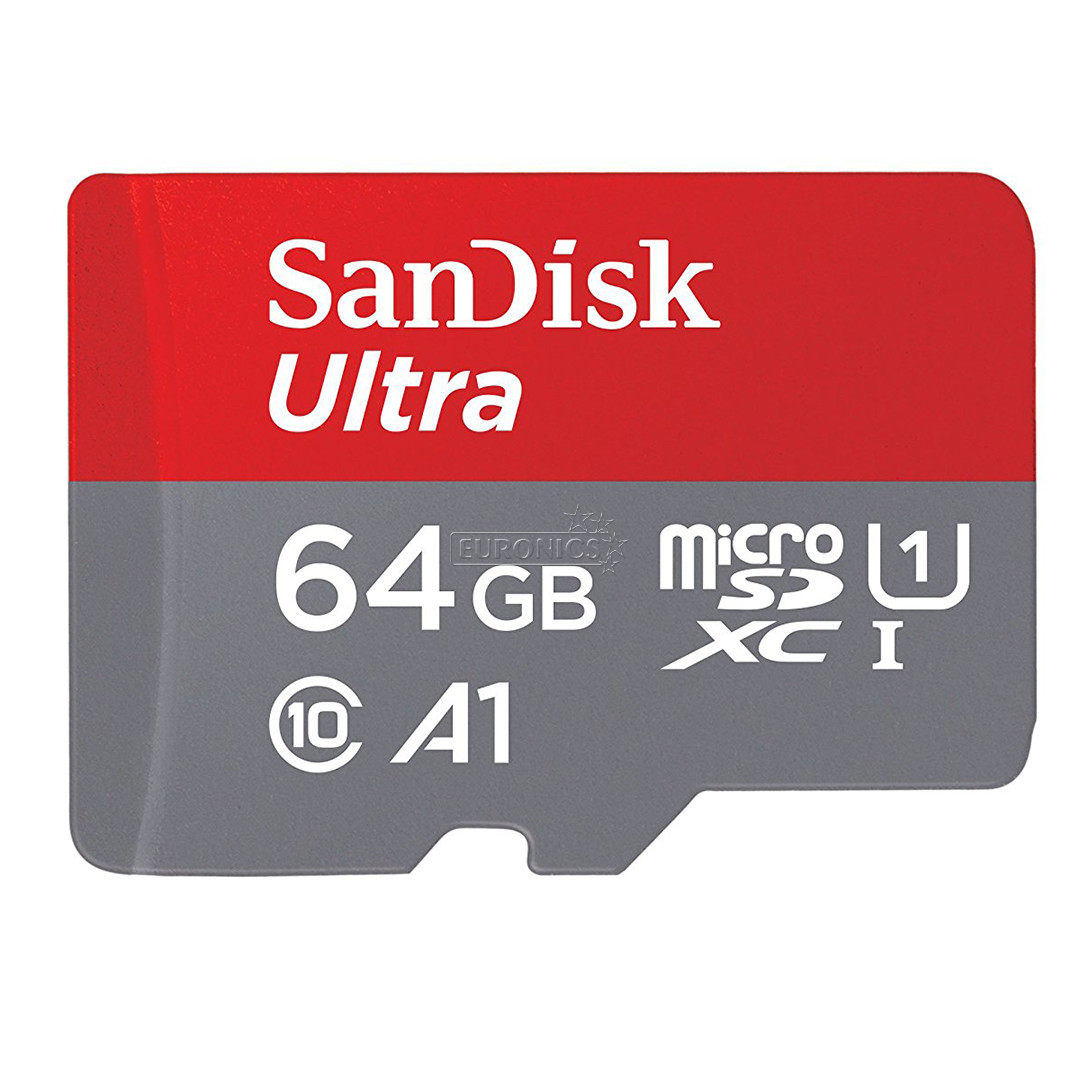 Atmiņas karte MicroSDXC + adapteris, SanDisk Ultra / 64GB
