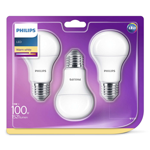 LED spuldze E27, Philips / 3 gab.