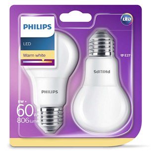LED spuldze E27 , Philips / 2 gab.