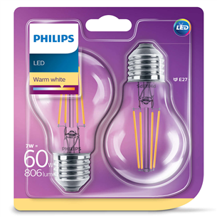 LED spuldze E27, Philips / 2 gab.