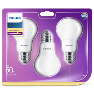 LED spuldze E27, Philips / 3 gab.