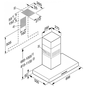 Miele, 650 m³/h, width 89.8 cm, inox - Cooker Hood