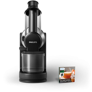 Philips Viva Collection, 150 Вт, черный/серебристый - Шнековая соковыжималка