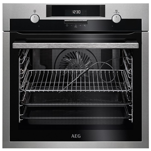 AEG, 71 L, pyrolytic cleaning, black/inox - Built-in oven