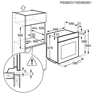 AEG, 71 L, pyrolytic cleaning, black/inox - Built-in oven