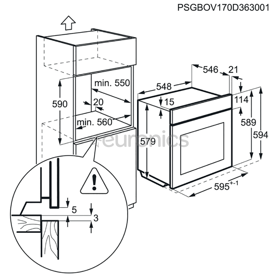 AEG, 71 L, pyrolytic cleaning, black/inox - Built-in oven