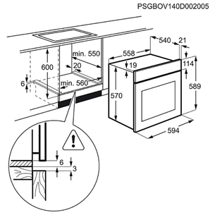 Electrolux, 57 L, inox- Built-in oven