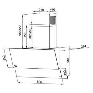 Cooker hood, Beko / 305 m³/h