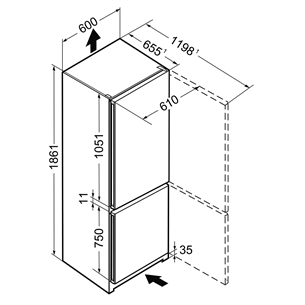 Ledusskapis, Liebherr / augstums: 186 cm