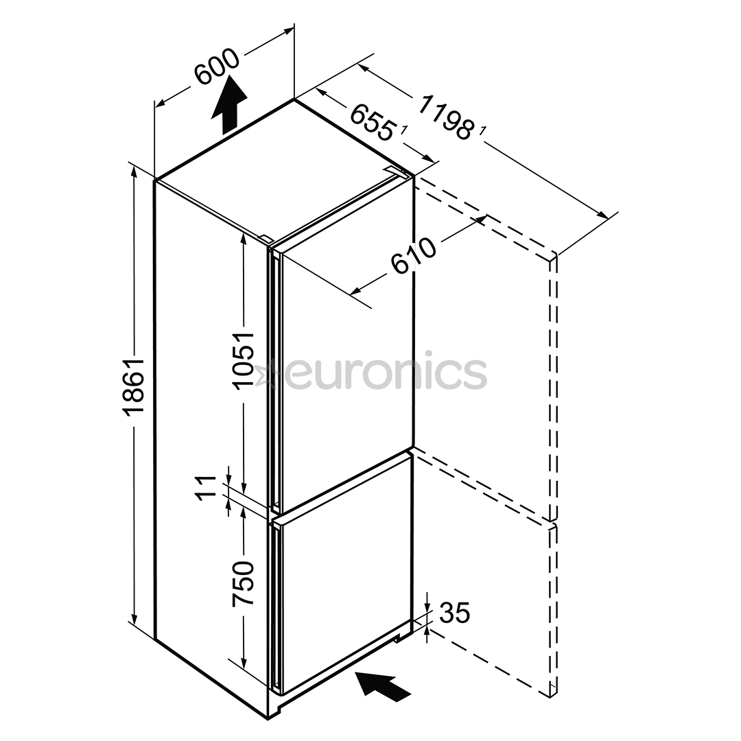 Ledusskapis NoFrost, Liebherr / augstums: 186 cm
