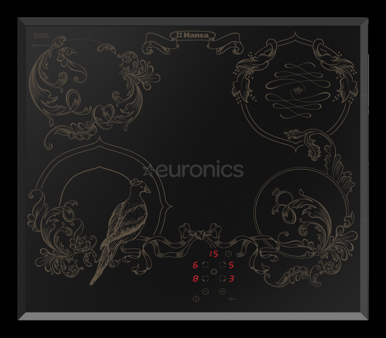 Hansa, platums 57.5 cm, melna - Iebūvējama keramiskā plīts virsma